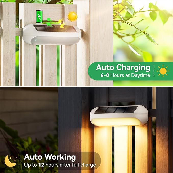 AHAORIGIN Outdoor Solar Lights for Outside, 10 Pack Bright Solar Fence Lights with Multi-Color Changing & Warm White Mode, Upgraded Solar Step Lights Outdoor Waterproof for Garden Deck Post Stair Wall
