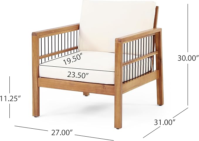 Merax Outdoor Patio Club Chairs,Set of 2,Acacia Wood Frame Conversation Set with Wicker for Porch Backyard,Classic Style