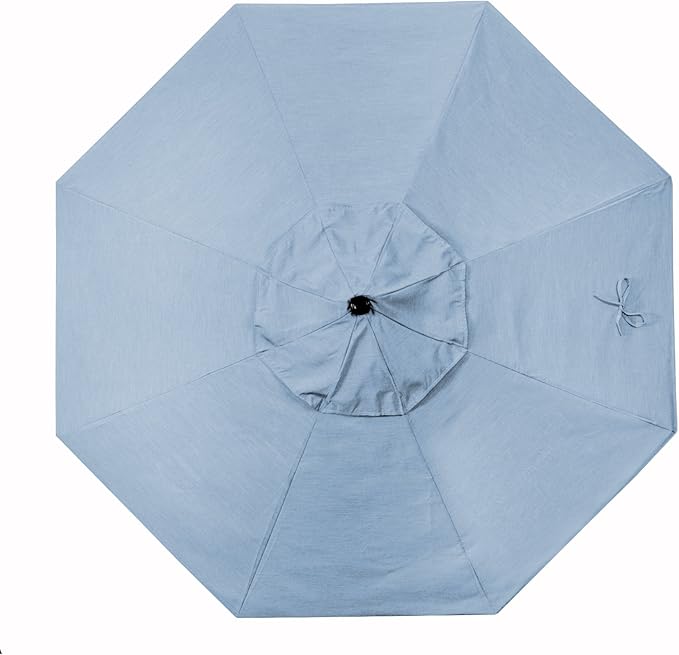 California Umbrella 9' Rd. Venture Series Contract Grade Patio Umbrella, Push Open Pin Stop, Bronze Finish, Sunbrella Air Blue
