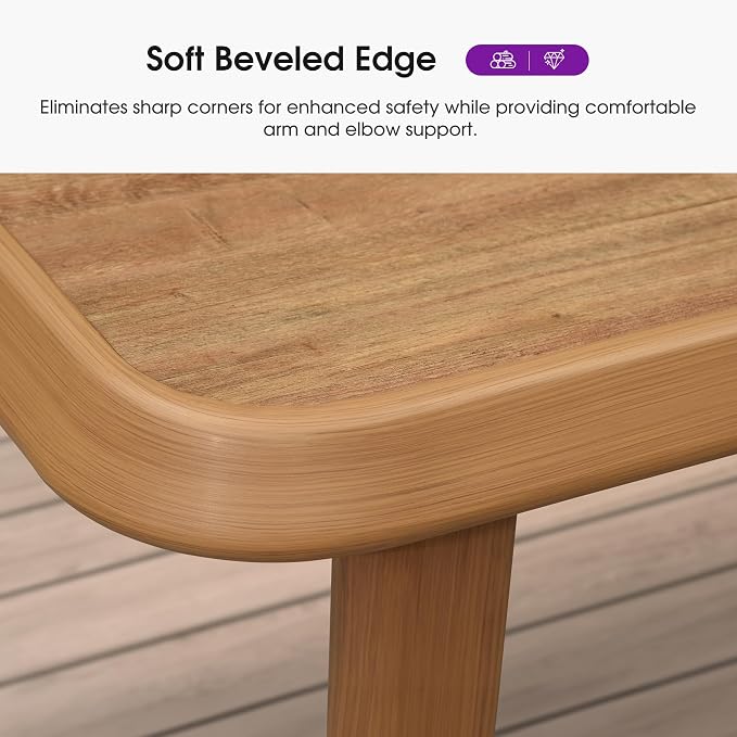PURPLE LEAF Bar Height Table Patio Retangular Table Dining Coffee Kitchen Breakfast Bistro Outdoor Pub Bar Table for Garden Balcony, Teak