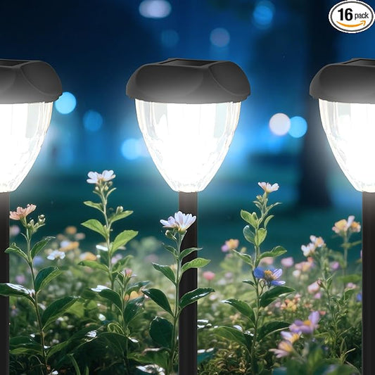 Ensenior 16-Pack Solar Lights Outdoor, Auto ON/Off 6500K LED Solar Garden Lights for Pathway, Yard, Patio, Walkway, Planter, Waterproof, Energy-Efficient Landscape Lighting