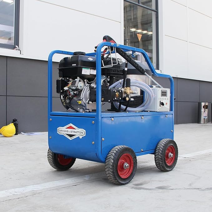 Hot Water Pressure Washer 4000PSI 4GPM,420cc 13.5HP Gas Engine with AR Pump, Commercial Heavy-Duty Power Washer for Trucks, Machinery, Concrete, Industrial Grease (Blue)