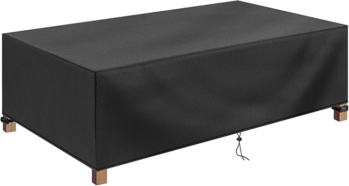 Rectangular Coffee Table Cover 100% Waterproof, 46x26x13 inch Outdoor Table Cover, Patio Furniture Cover for Dinning Furniture, Picnic Coffee Tables Chairs and Sofas, Black
