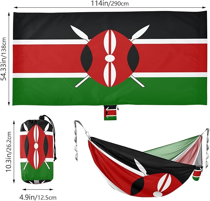 National Flag of Kenya Hammocks with Portabl Carry Bag Backyard Hammock for Indoor Outdoor Patio