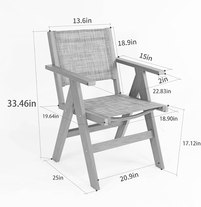 Patio Outdoor Chair, Dining Chair, Durable HIPS Material, Ergonomic Design, Mesh Chair for Patio, Gardens, Pool, Camping ect.（Teak Color）