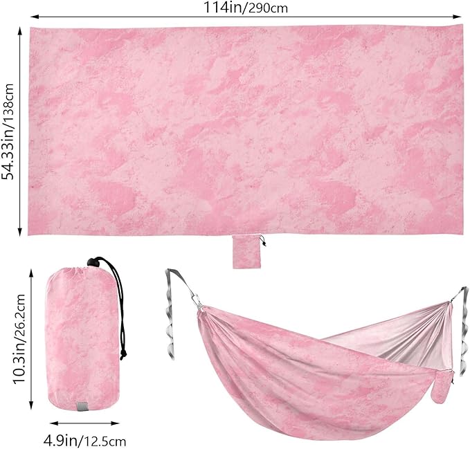 Vintage Solid Color Grain Pink 330lb Capacity Hammocks Portable Hammock for Outside Camping Essentials Base para hamaca