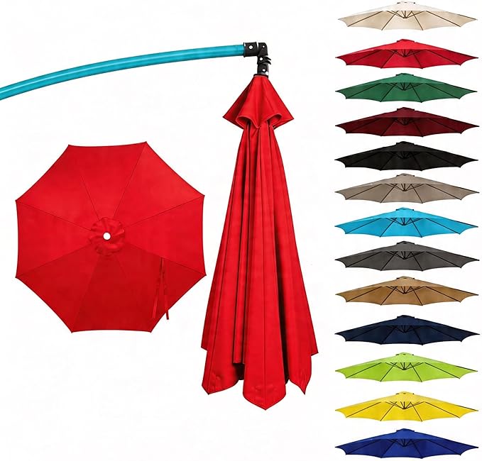 11FT Cantilever Patio Umbrella Replacement Canopy Outdoor Large Round 8 Ribs Length 64" to 66" (Canopy Only) Waterproof & UV