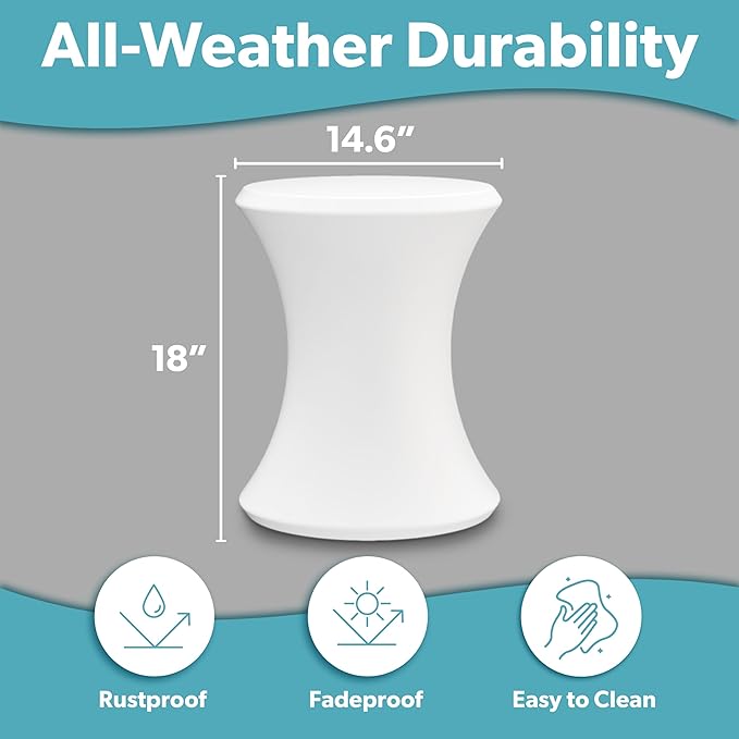 Coast Modern Outdoor Side Table - Lounger Table for Inside Pool or on Patio - All-Weather Furniture for Sun Shelf Up to 15" - White