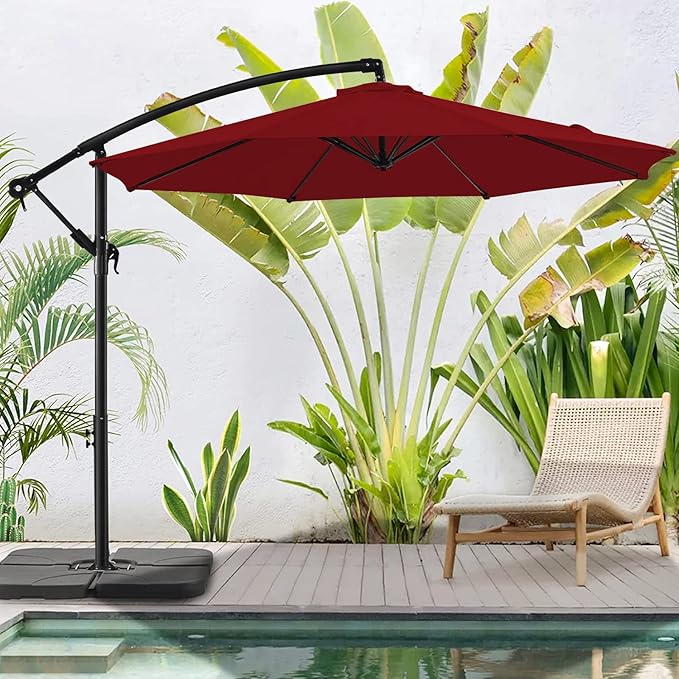 WUFF Bluu 10ft Patio Offset Umbrella Cantilever Umbrella Hanging Market Umbrella