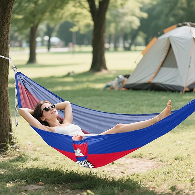National Flag of Cambodia Hammocks with Portabl Carry Bag Backyard Hammock for Indoor Outdoor Patio