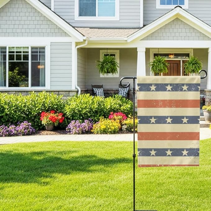 Outside Yard Flag 12X18 Inch Double Sided, Stars And Stripes Red White Blue Holiday Garden Flags For Outside Decor, House Flags Outdoor Holiday Party Decoration For Outdoor Xmas Party Decoration