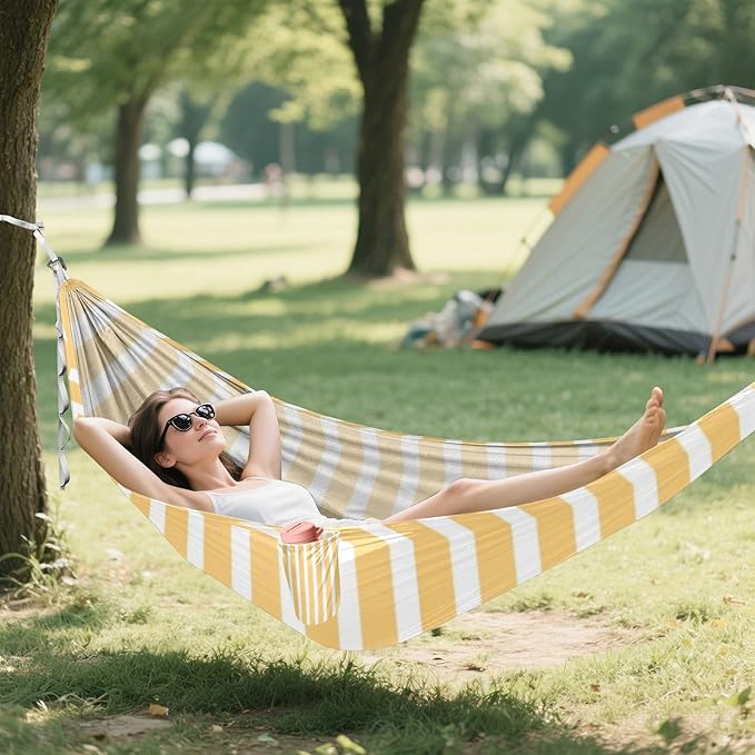 Orange and White Stripes 330lb Capacity Hammocks Tree Hammock for Outside Patio Backyard Poolside hamacas para adultos con soporte