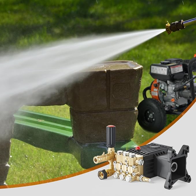 VEVOR Pressure Washer Pump, 1" Shaft Horizontal Triplex Plunger, 3600 PSI, 3.7 GPM, Replacement Power Washer Pumps Kit with Siphon Tube, Hardware, Compatible with Simpson MorFlex 40224, 40225, 40226
