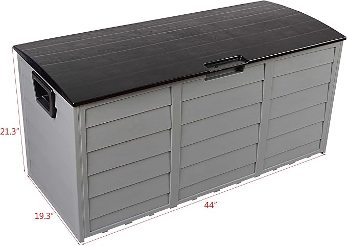 DHAEY 75 Gal Deck Box, Versatile Rolling Storage Solution for Gardens, Garages - Weatherproof with Handles & Lock Hasp, Holds Furniture Cushions, Equipment, Seasonal Gear, Easy Snap-Together Assembly