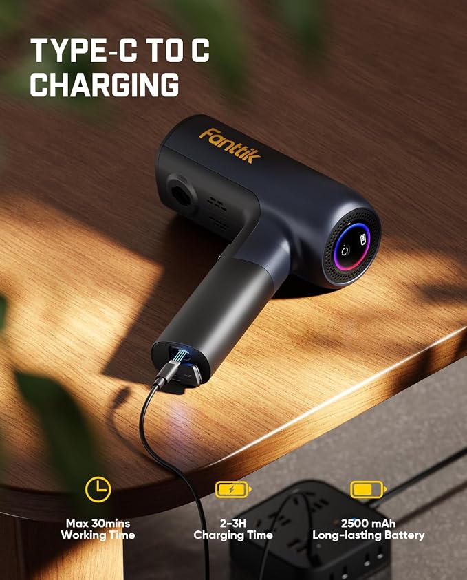 Fanttik NB10 Flip Foldable Washer Gun, Portable Cordless Washer Sprayer, Multi-Scenario Compatibility, 5-in-1 Nozzle, HD LED Display and Type-C Charging, for Light Washing Jobs