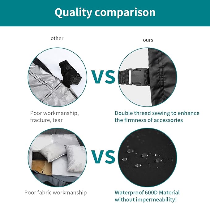Patio Furniture Cover,Waterproof Outdoor Sectional Couch Set Covers,General Purpose, Outside Table and Chair Covers,Rectangular Heavy Duty Weatherproof 106"Lx70"Wx35"H