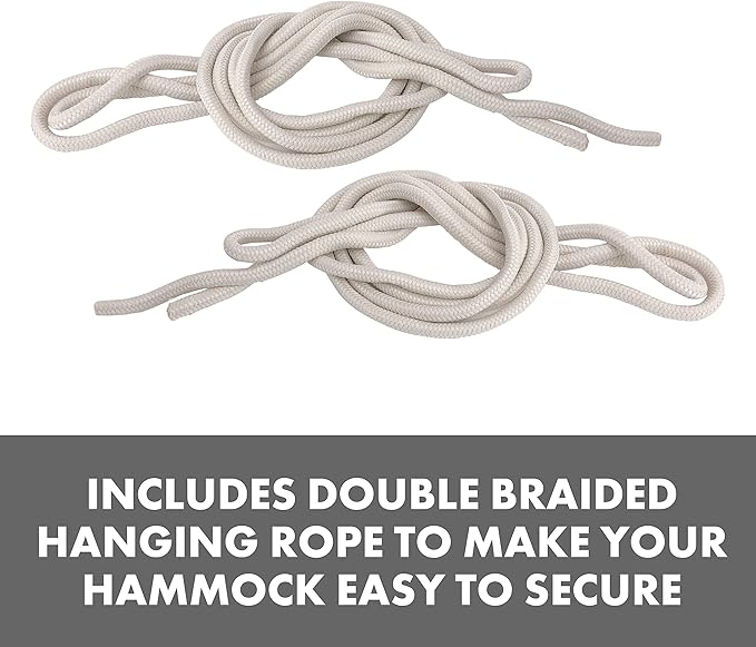 Bliss Hammocks BH-400WFRCA Polyester Hand-Braided Hammock in a Bag Decorative Fringe, Natural Brown