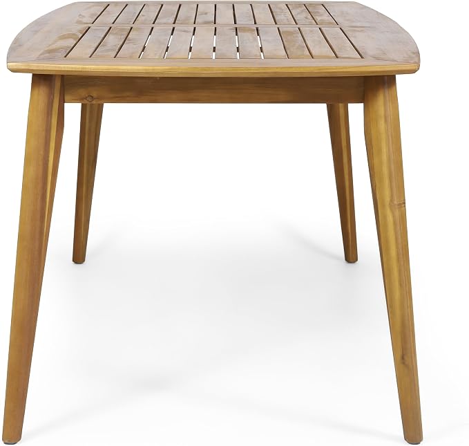 Christopher Knight Home 7 Piece Outdoor Dining Set, 71" Acacia Wood Patio Table with 6 Wooden Chairs, Teak Finish Solid Wood Dining Table Set for Backyard Garden Porch Deck