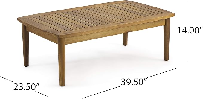 Christopher Knight Home Felix Outdoor Acacia Wood 4 Seater Chat Set with Coffee Table, Teak Finish, Beige