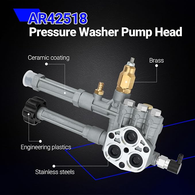 AR42518 Pressure Washer Pump Head for Troy Bilt RMW SRMW Pumps RMW2G20 RMW2G23B RMW2G24 RMW2G25 RMW2.2G20D RMW2.2G24 SRMW2.2G26 Complete Pump Head Assy Replaces# AR42940 AR42518 AR43061 AR Pump