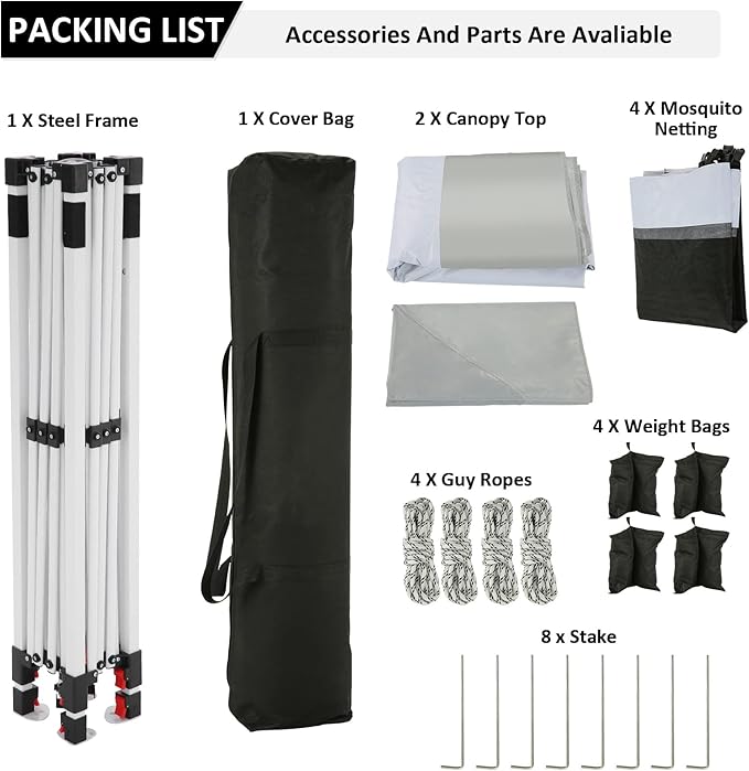 COBIZI 12x12 Pop Up Gazebos On Clearance - Upgrade Easy Up Metal Outdoor Gazebo Waterproof - Portable Gazebo with Mosquito Nettings, 4 Ropes 8 Stakes and Carry Bag for Patio Garden(Light Gray)