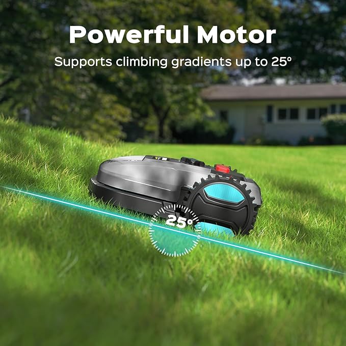 2026 New Robot Lawn Mower with App Control – Features Adjustable Cutting Height, Auto-Charging, Obstacle Detection and Brushless Motor for Lawns Up to 1/8 Acre, Deep Gray