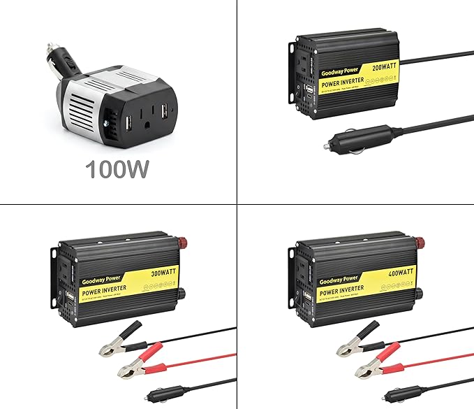 Compact and Lightweight Modified sine Wave Power Inverter DC12V to AC110-120V 60Hz with Rated Output Power 100W,200W, 300W, 400W for Choice (300, Watts)