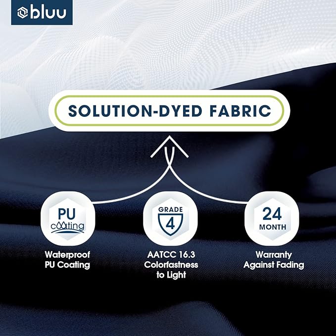 BLUU SYCAMORE 8.2 * 8.2 FT Square Cantilever Patio Umbrella, Aluminum Outdoor Offset Umbrella with UV Protection Solution-dyed Fabric Canopy, 360° Rotation Infinite Tilt & Cross Base (Navy Blue)