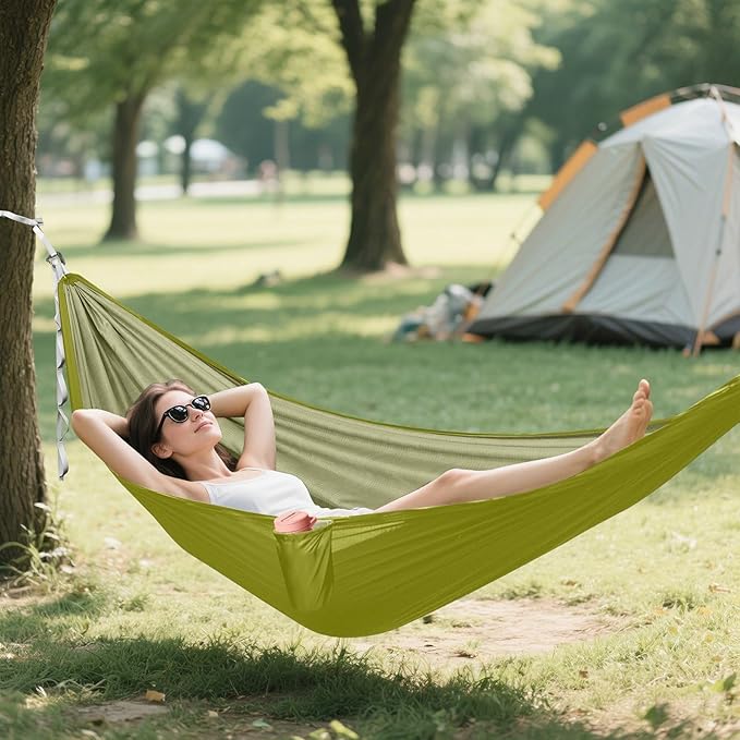Solid Grass Green Color 330lb Capacity Camping Hammock with Hanging Ropree Hammock for Outside Beach Patio Garden hamaca con Base para adultos