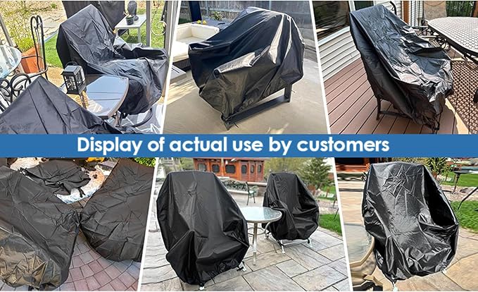 GARPROVM Garden Chair Covers Waterproof 2 Pack, Outdoor Swivel Chair Adirondack Deep Seat Chair Covers, 420D Oxford Fabric Dustproof Patio Furniture Covers, 35" W x 38" D x 29" H