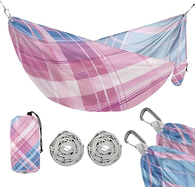 Blush and Bluartan 330lb Capacity Hammocks with Portabl Carry Bag Fabric Hammock for Outside Beach Patio Garden Base para hamacas para adultos