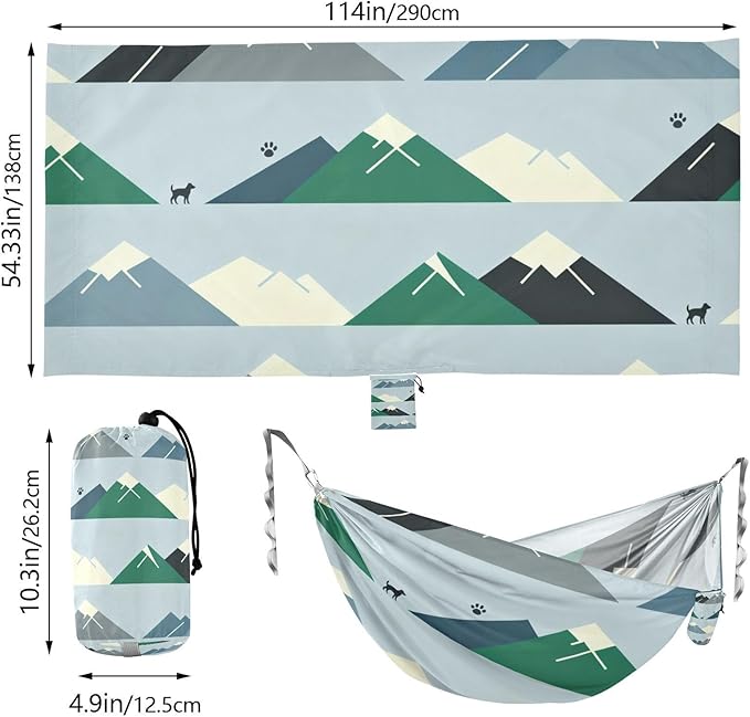 Mountain and Pet Outdoor Hammock with Tree Straps Cloth for Outside Beach Patio Garden