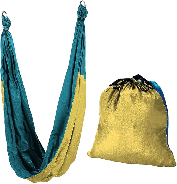 Yoga Hammock for Practice, 1.5m Wide Stretch Fabric Swing, Blue Green Yellow Suspended for P