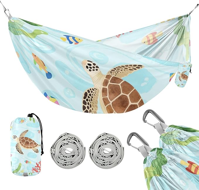 Watercolor Kid Stylurtle Animal Fish 330lb Capacity Camping Hammock Cloth Hammock for Outside Beach Patio Garden hamaca para Camping 0 a 24 Meses