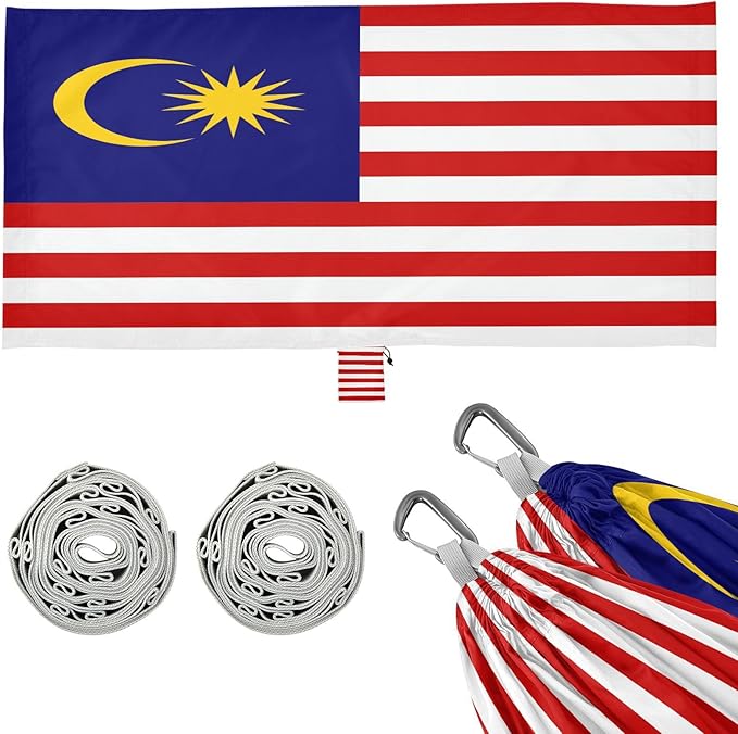 National Flag of Malaysia Hammocks with Portabl Carry Bag Backyard Hammock for Indoor Outdoor Patio
