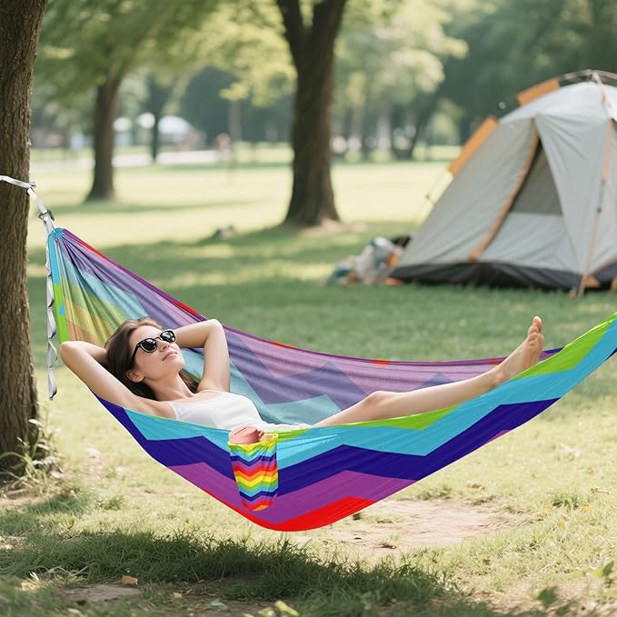 Rainbow Digital Papers 330lb Capacity Hammocks with Tree Straps Indoor Hammock for Camping & Hiking Essential hamaca para adultos