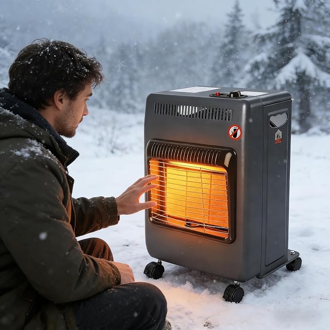 Foldable Propane Patio Heater, Outdoor 18000BTU Gas Radiant Heater, Propane Heaters for Indoor, Outside