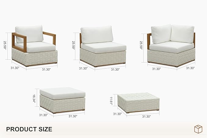 PURPLE LEAF Patio Outdoor Furniture Set 12 Pieces, Premium Leather Outdoor Couch Sectional Sofa, Patio Conversation Sets with Olefin Cushions, Patio Couch for Porch, Balcony, Garden, White