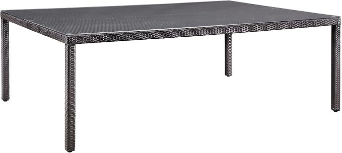 Modway Convene Wicker Rattan Outdoor Patio 90" Rectangular Dining Table in Espresso