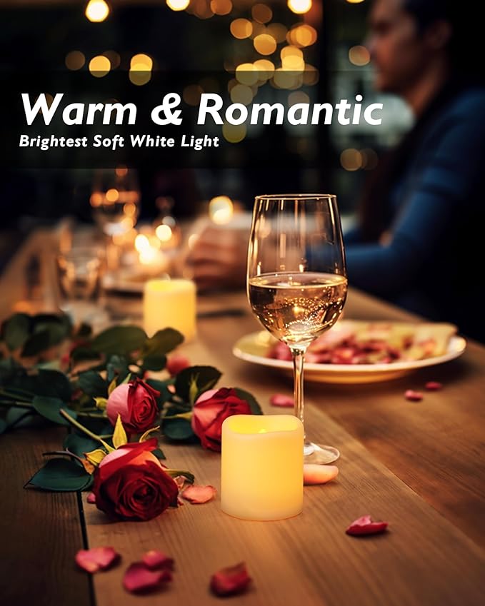 Homemory Flickering Flameless LED Tealight Candles, 12PCS Battery Operated, Realistic Electric for Easter, Wedding, Table