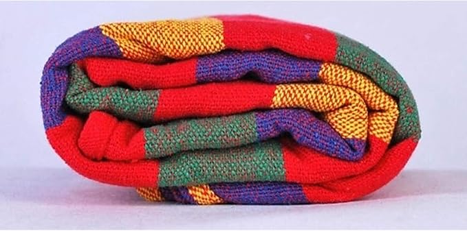 CJ Ultra Double Brazilian Hammock - XL Wide Two Person Soft Woven Cotton Fabric - Long Hamaca Swing Bed for Backyard Patio or Porch - Outdoor or Indoor - Includes 2 Hanging Tree Ropes (Red Striped)