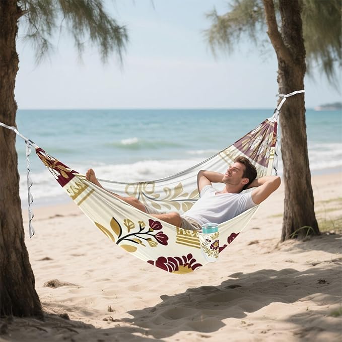 Crown and Floral Outdoor Hammocks with Tree Straps Fabric Hammock for Camping & Hiking Essential