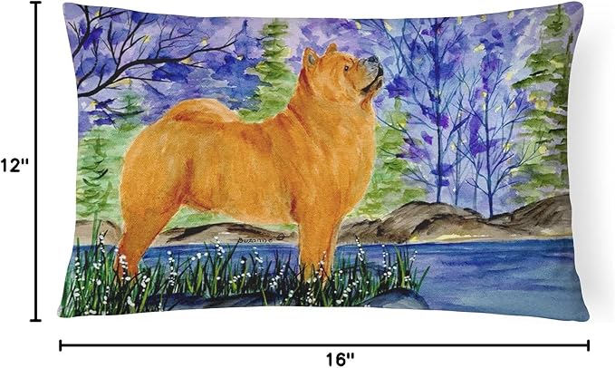 Caroline's Treasures SS8600PW1216 Chow Chow Canvas Fabric Decorative Pillow Machine Washable, Indoor Outdoor Decorative Pillow for Couch, Bed or Patio, 12HX16W