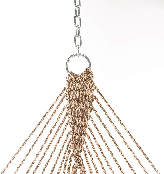 Hatteras Hammocks Executive Antique Brown Heirloom Tweed DuraCord Rope Hammock – 13 ft. x 65 in., 2-Person, 450 lb Capacity, Cumaru Spreader Bar, Zinc-Plated Hardware – Handcrafted in The USA