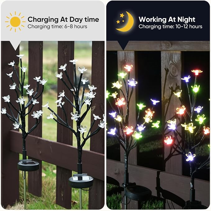 8 Pack Solar Lights Outdoor Waterproof, Garden Lights Solar Flowers | 2 Modes 160LED, Fairy Garden Decor for Outside, Yard, Patio, Pathway, Lawn Decorations, Gardening Gifts for Women Mom