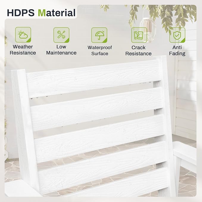 Outdoor Dining Chairs Set of 2, All Weather HDPS Patio Dining Chairs, Heavy Duty Outdoor Chair with Armrest for Backyard Deck Porch, White