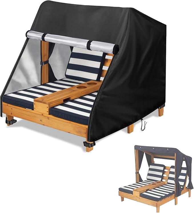 Outdoor Chaise Lounge Cover for KidKraft Wooden Double Chaise Lounge, Waterproof Patio Furniture Covers for Lounge Chair - 34"L x 37"W x 34"H(Cover Only)