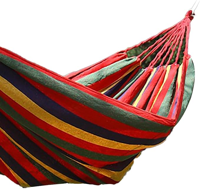 MAVIS LAVEN Portable Hammock, Polyester Cotton Single Double Hammock with Anti Rollover Design for Camping Outdoor Indoor Patio Backyard (Red)