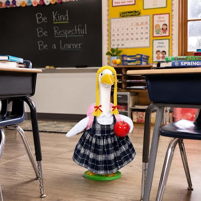 JcHrmers Back to School Porch Goose Outfits Student Goose Outfits Lawn Goose Clothes Fits 23" Cement Plastic Goose Statue for School Classroom Outdoor Garden Yard Patio Decor