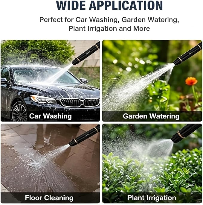 Home High-Pressure Car Wash Water Gun with Booster Nozzle, Suitable for Car Washing, Plant and Vegetable Watering